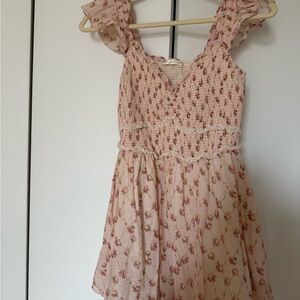 LoveShackFancy Pink Floral Smocked Dress